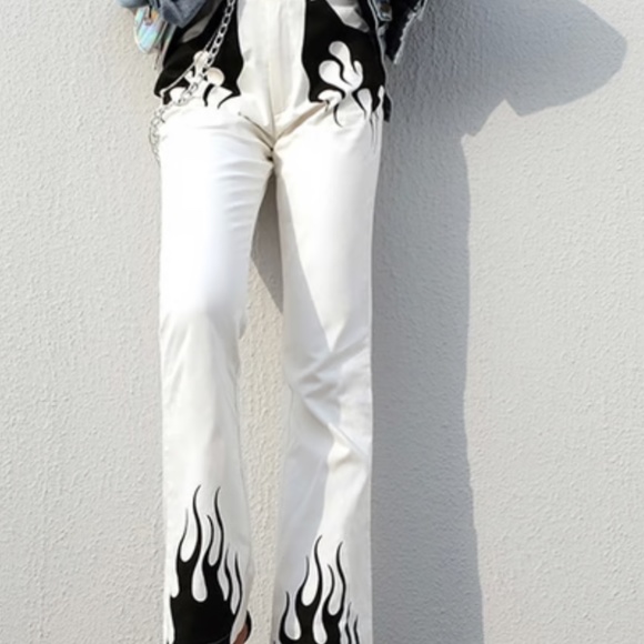 White/black flame pants - Picture 1 of 4